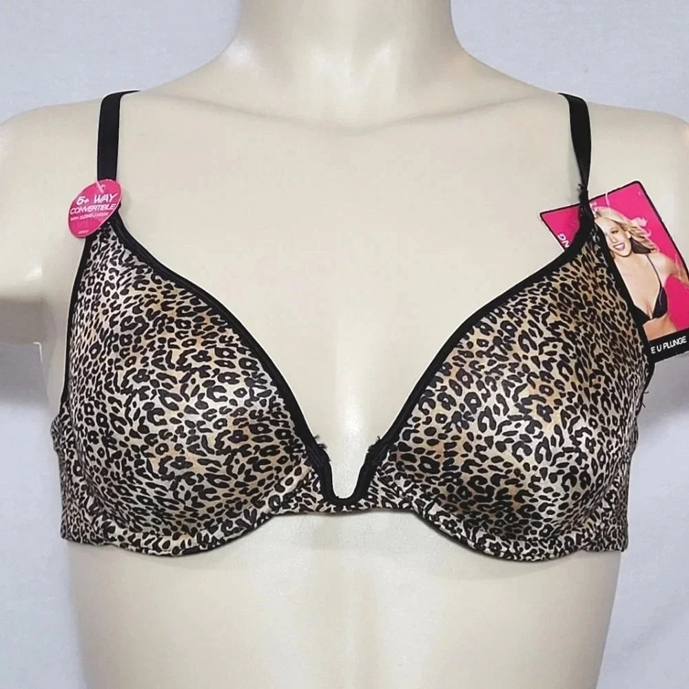 36D Lily Of France 2177200 Extreme U-Plunge UW Bra Animal‎ NWT
